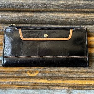 HOBO Black and Tan Leather Wallet